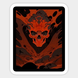 skull with lava Sticker